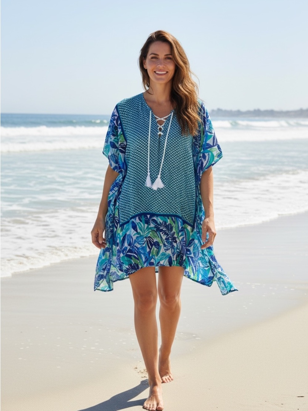 Tommy Bahama Blue & Teal Printed Women’s Swim Cover-Up Tunic Size L/XL
